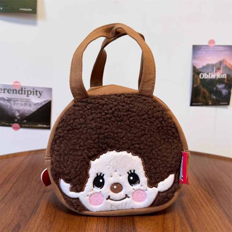 Monkikiki กระเป๋าถือ Lamb ขนสัตว์ปัก Plush วัตถุขนาดเล็กจัดเก็บ Hand-Carry กระเป๋าใส่เหรียญน่ารักแบบพกพา