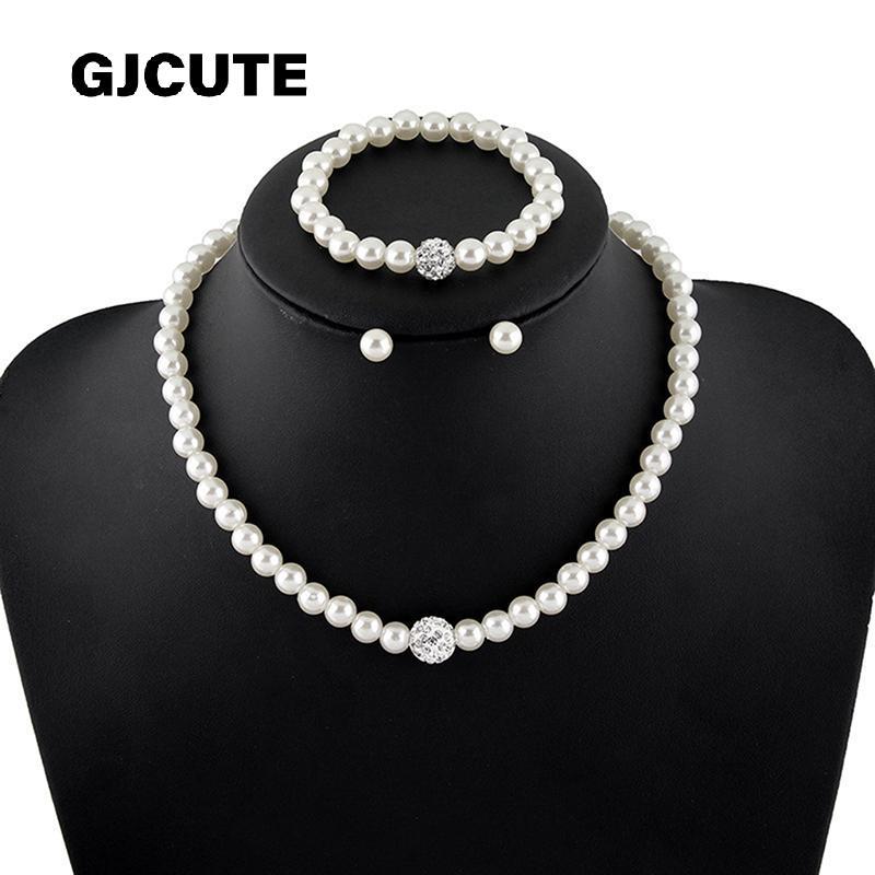 GJCUTE เครื่องประดับไข่มุกชุด luxury ball pearls พร้อมสร้อยคอมุกและสร้อยข้อมือ WTD