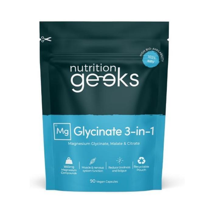 Nutrition Geeks Glycinate 3-in-1 90 แคปซูลมังสวิรัติสําหรับดูแลสุขภาพและอาหารเสริมเพื่อสุขภาพ mk677