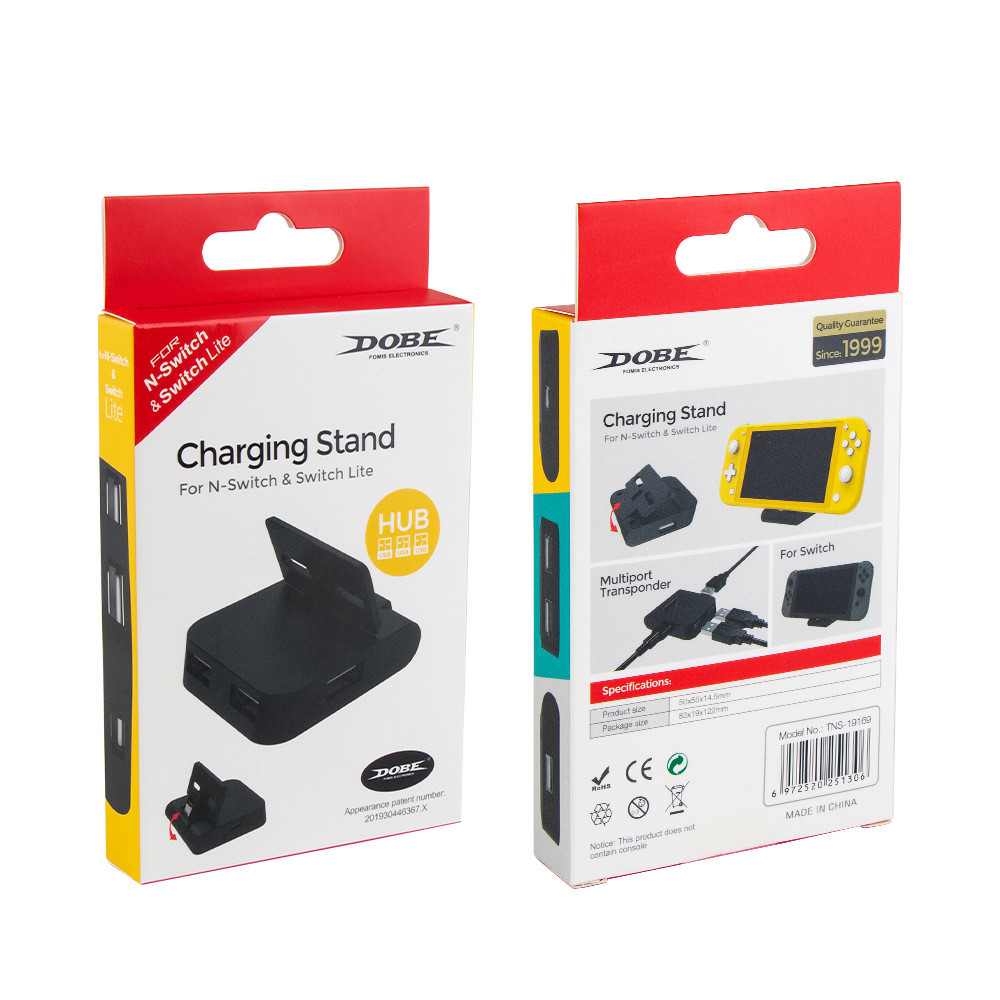 พร้อมสต็อกจัดส่งที่รวดเร็ว insswitch/Switch Lite แท่นชาร์จแบบพับได้พร้อม HUB แท่นชาร์จสองในหนึ่งเดีย