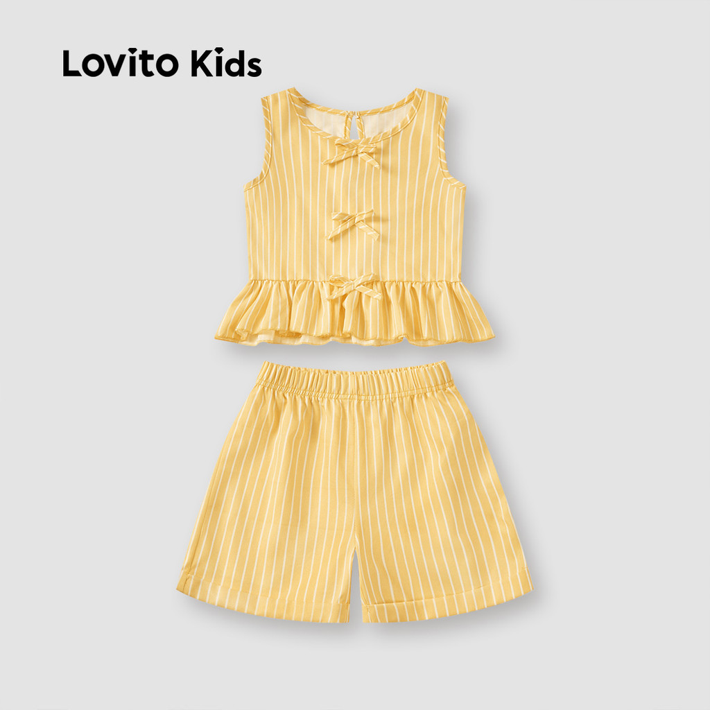 Lovito Kids طقم شورت بنات بشرائط — أصفر — صورة 3