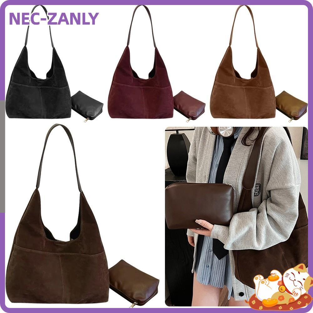 NEC-ZANLY 2-IN-1 กระเป๋าชุด,อเนกประสงค์ Retro Underarm กระเป๋าสะพาย,อินเทรนด์ขนาดใหญ่ความจุหลายกระเป