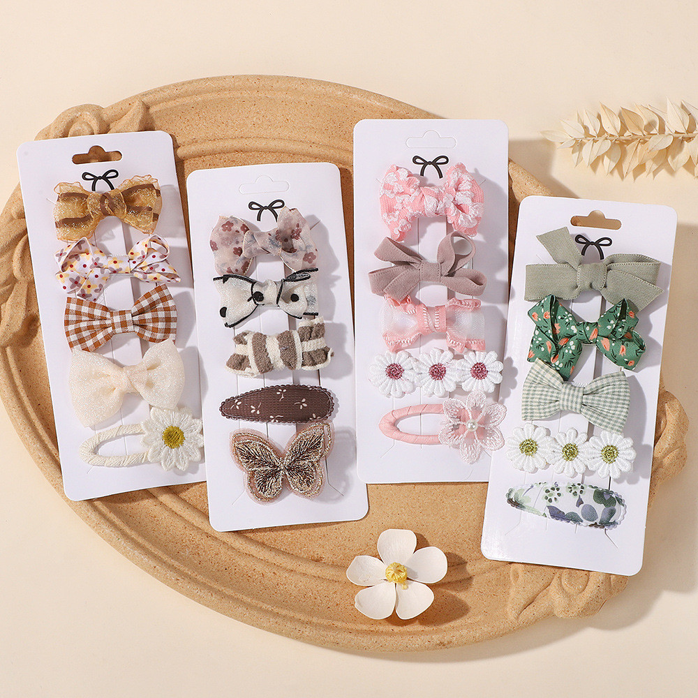ชุดกิ๊บติดผมลายสก็อตBowknot Mini Hairpins 5 ชิ้น เสริมผมให้น่ารักสำหรับวันเรียนและโอกาสต่างๆ