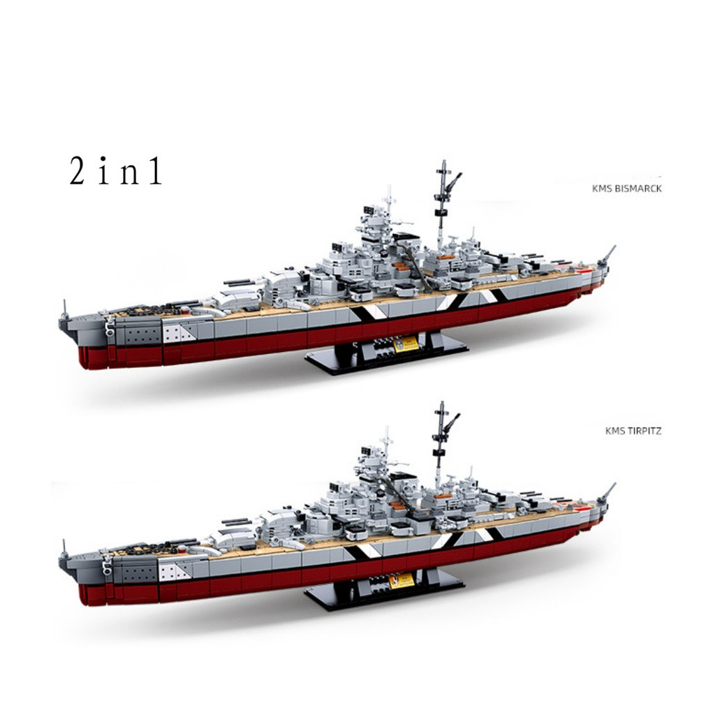 1849PCS MOC WW2 2in1 KMS Bismarck Tirpitz Battle เรือเรือรบรุ่นการศึกษาของเล่น Building Block อิฐของ