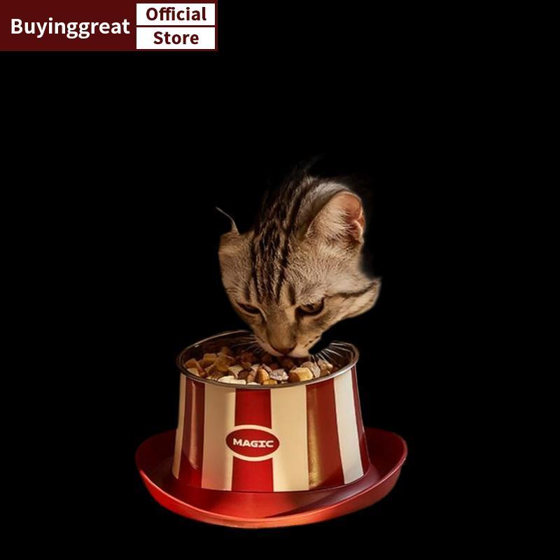 TST ที่น่าสนใจหมวกรูปร่างสแตนเลสป้องกันมดชามแมวสูงคอ Protector สุนัข Cat Feeding รดน้ําชามสัตว์เลี้ย