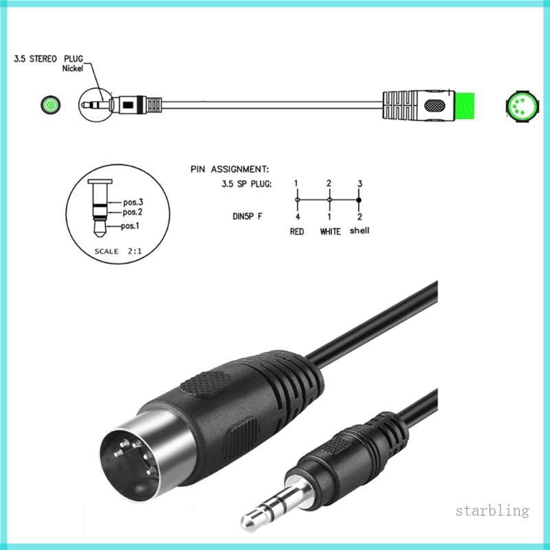 Star 5-Pin DIN-Male สาย 3 5 มม.ชาย MIDI Din 5 Pin MIDI ชายหญิงสาย