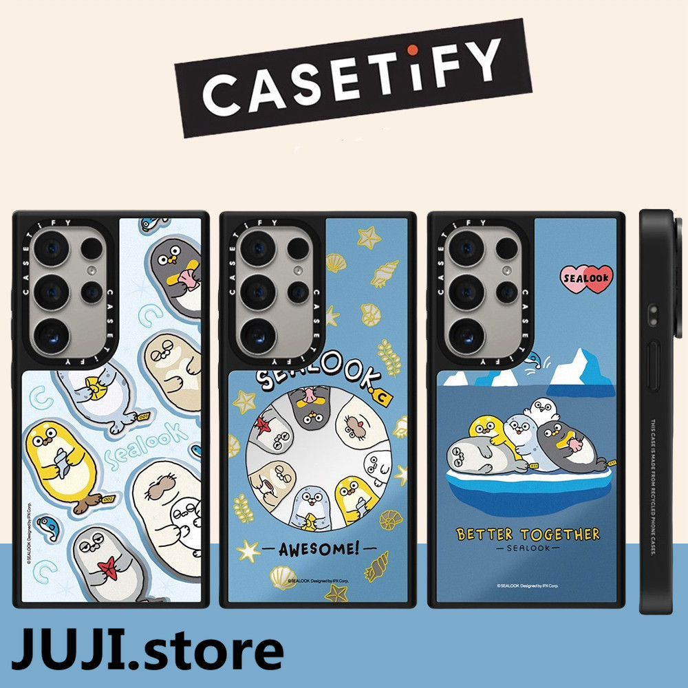 CASETIFG พร้อมกล่องน่ารัก Sealook Mirror Hard Case สําหรับ Samsung Galaxy S23Ultra S24Ultra S25Ultra