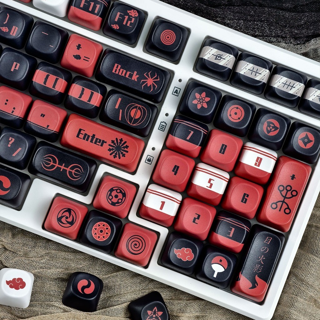 MAIMOOO NARUTO Keycap Cherry/MOA Profile 130 คีย์ PBT Dye Sublimation Aula F75 F99 RK100 Mechanical Keycaps รอบอะนิเมะ Keycaps Cool Uzumaki Naruto Uchiha Sasuke Sharingan Keycap