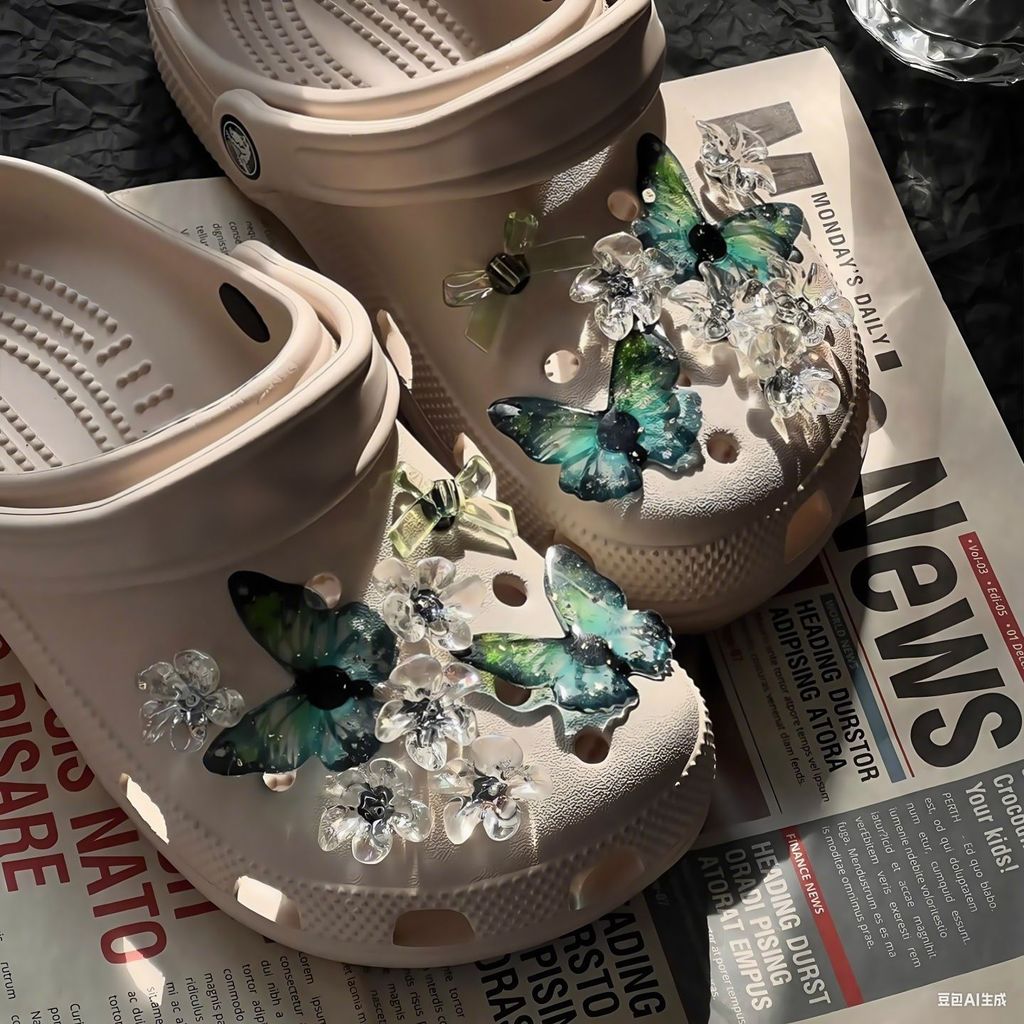 จิ๊บบิทผีเสื้อ จิ๊บบิทดอกไม้ สำหรับรองเท้าCrocs แบบดัดแปลงเอง SC1N