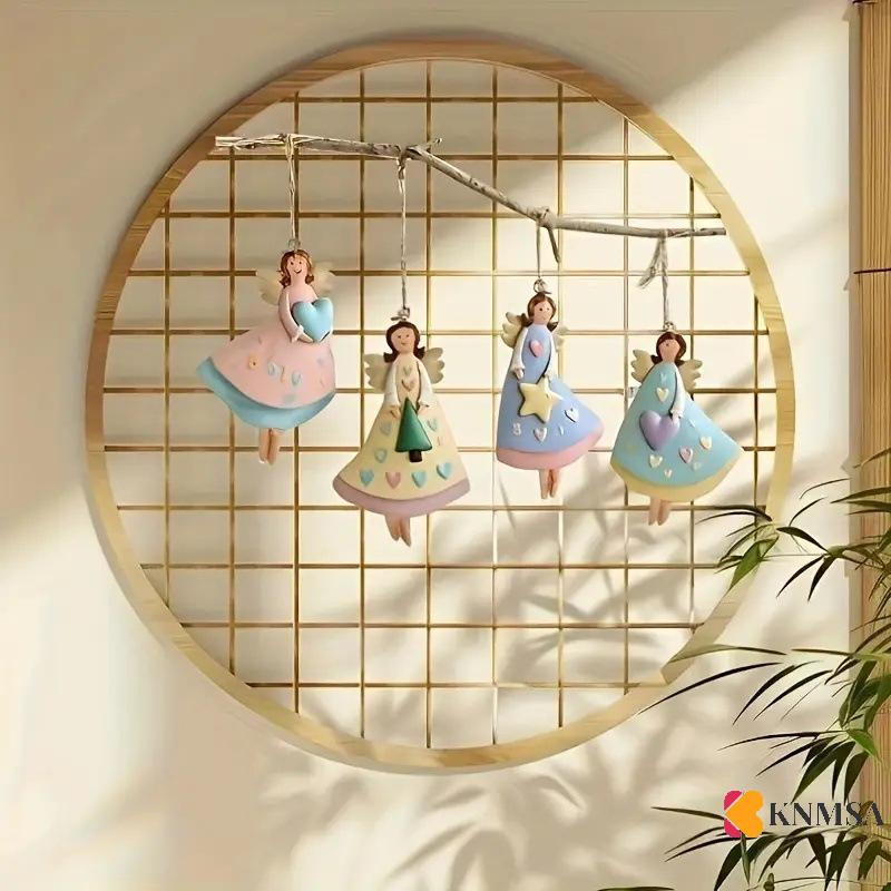 KNMSA] 4 ชิ้น/เครื่องประดับ Vintage Angel Decor แฟนตาซีไม้ Xmas Tree เครื่องประดับตกแต่งบ้านปีใหม่ขอ