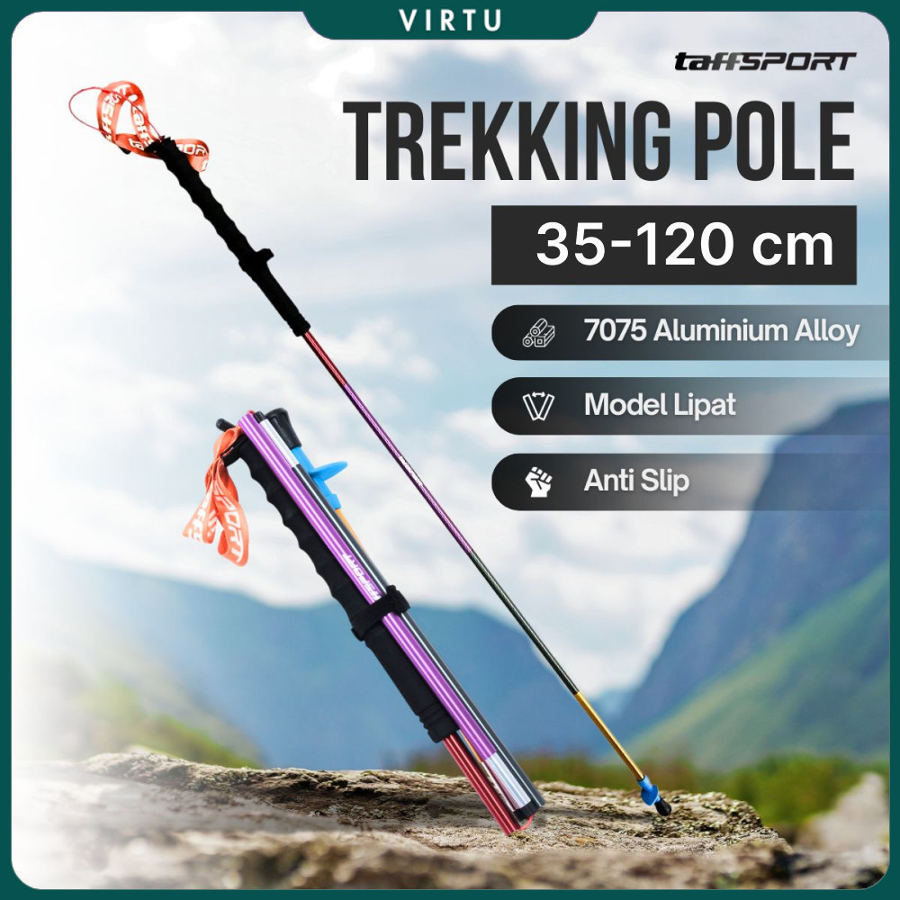 Taffisport ไม้เท้าเดินป่าแบบพับได้ Trekking Pole 7075 อลูมิเนียม 120 ซม. - 7075