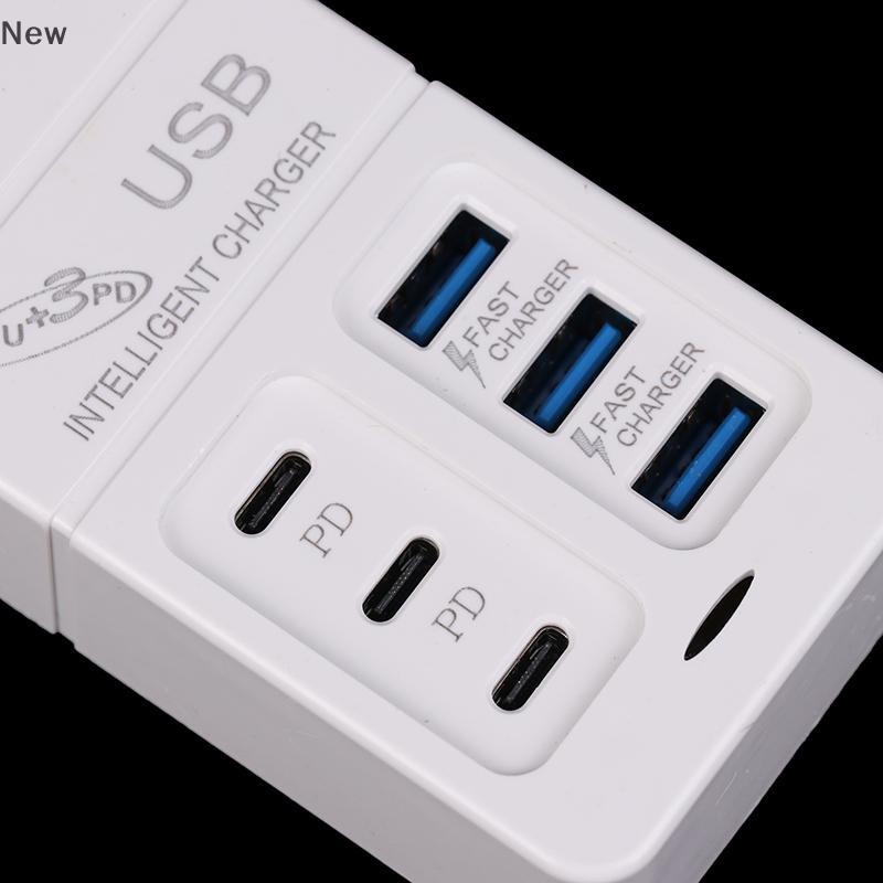 1ชิ้นปลั๊ก US 6พอร์ตที่ชาร์จ USB หลายพอร์ต35W PD Type-C โทรศัพท์มือถือชาร์จเร็วอะแดปเตอร์ USB ฮับ ราคา ถูกที่สุด ดีลบีเคเค แกลเลอรีภาพที่ 6