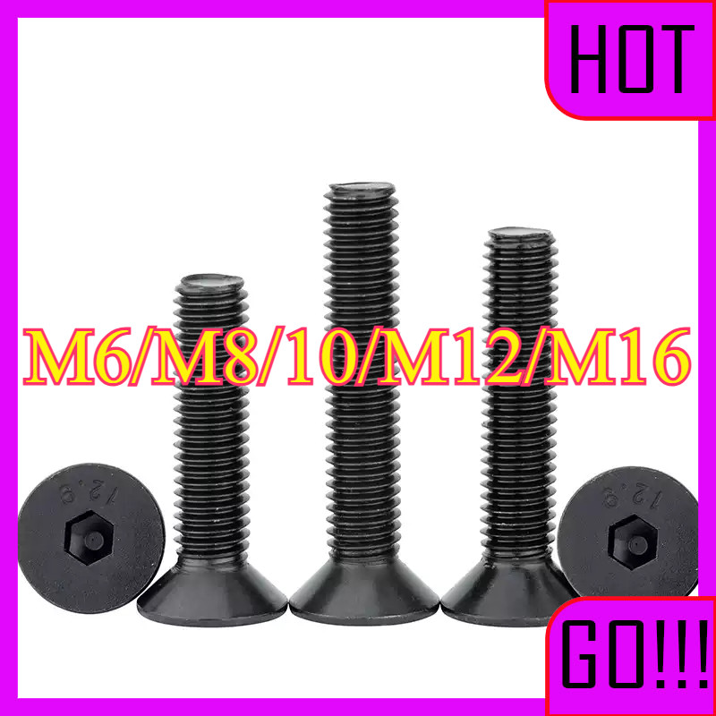 สกรูหัวจมเตเปอร์ เกลียว 12.9 เกลียวมิล/flat head hexagon socket machine screw 12.9 grad   M6/M8/10/M
