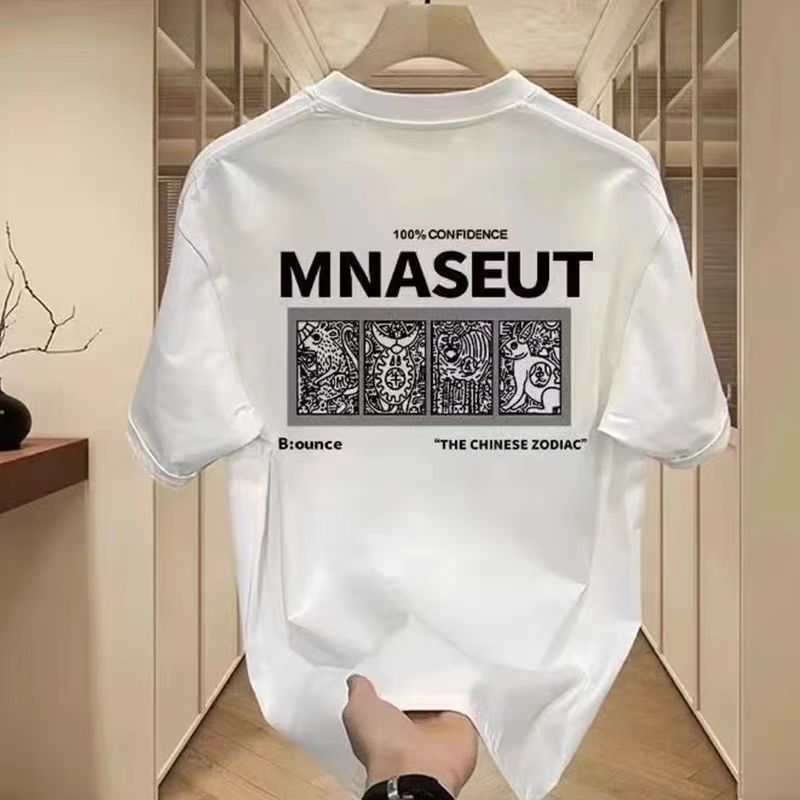 เกาหลีเกาหลี 2026 Street Wear 2025 สไตล์ใหม่ฤดูร้อนแขนสั้นผู้ชายสไตล์ใหม่รอบคอแฟชั่นสบายๆ All-Match 