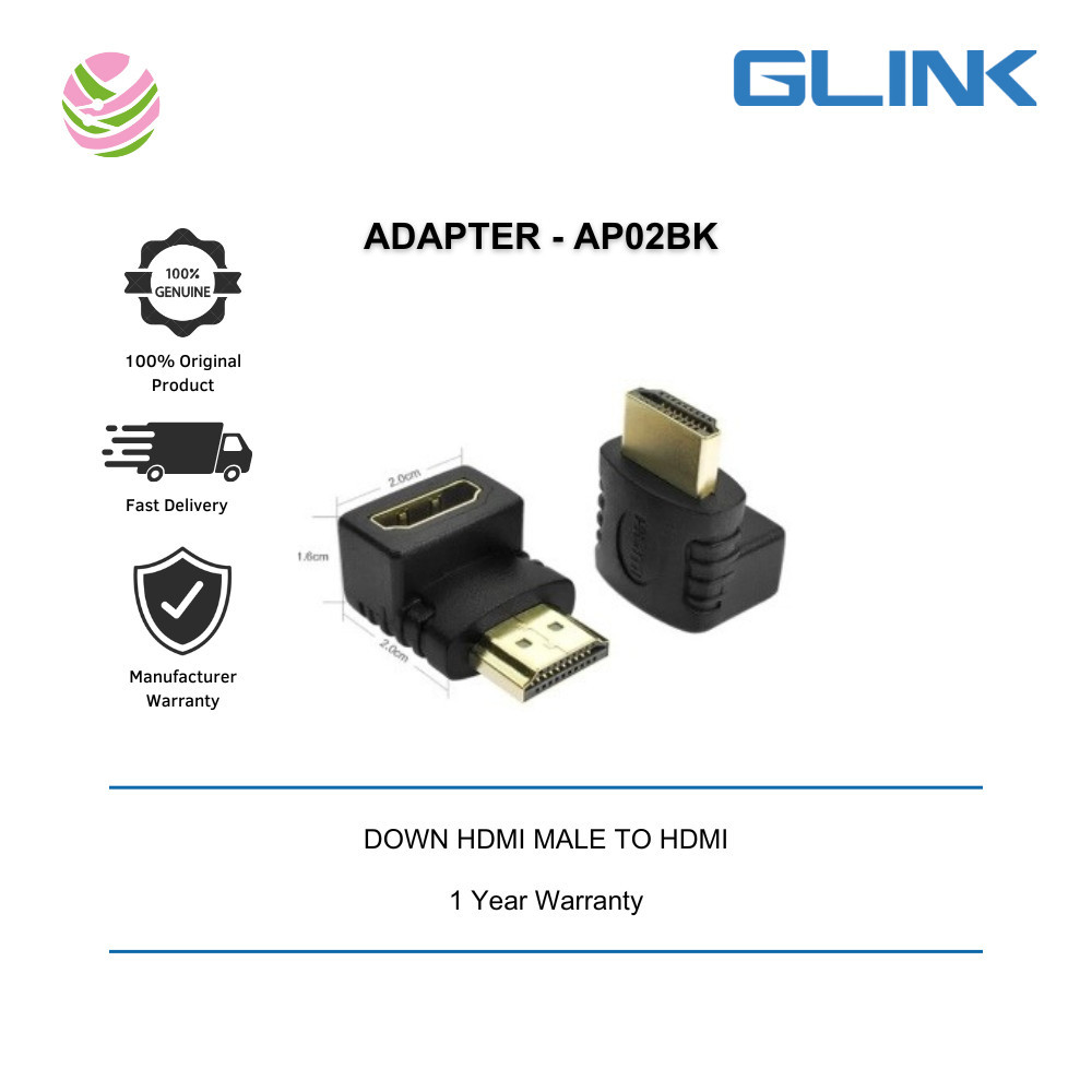 GLINK-90 DOWN HDMI MALE TO HDMI ADAPTER (AP02BK)