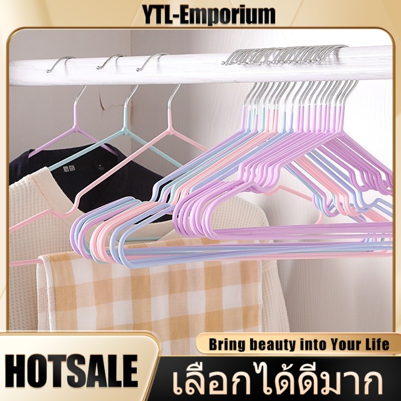 EMP ไม้แขวนเสื้อสแตนเลส 40 ซม. พร้อมซิลิโคนกันลื่น – แพ็ค 10 ชิ้น ดีไซน์เรียบหรู ทนทาน ใช้ง่าย ตู้เสื้อผ้าสวยเป็นระเบียบ