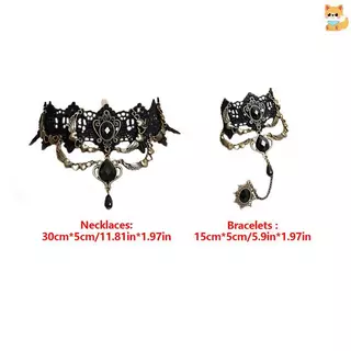 สร้อยคอมินิมอลแบบเซ็กซี่ Gothic คอเลอร์คริสตัลลายลูกไม้สำหรับผู้หญิง สไตล์วินเทจ Victorian และ Steampunk