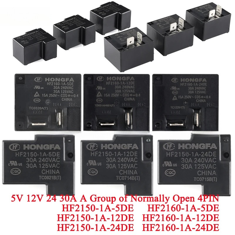 2-5pcs รีเลย์พลังงานสูง 30A HF2150 HF2150-1A HF2150-1A-5DE HF2150-1A-12DE HF2150-1A-24DE DC 5V 12V 2