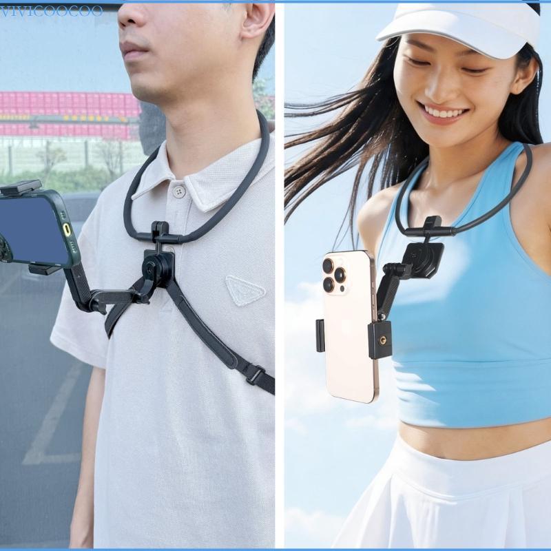 VIVI ที่วางโทรศัพท์แบบคล้องคอ POV Vlog การบันทึก Selfier Handfree Neck Mount สําหรับโทรศัพท์มือถือ
