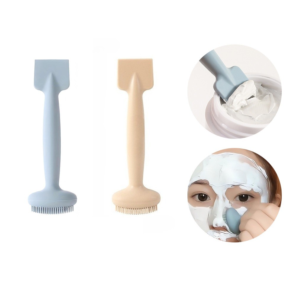 2 in 1 Facial Scrubber แปรงทําความสะอาดนวดขัดผิว Blackhead Removal Mask Applicator เครื่องมือ