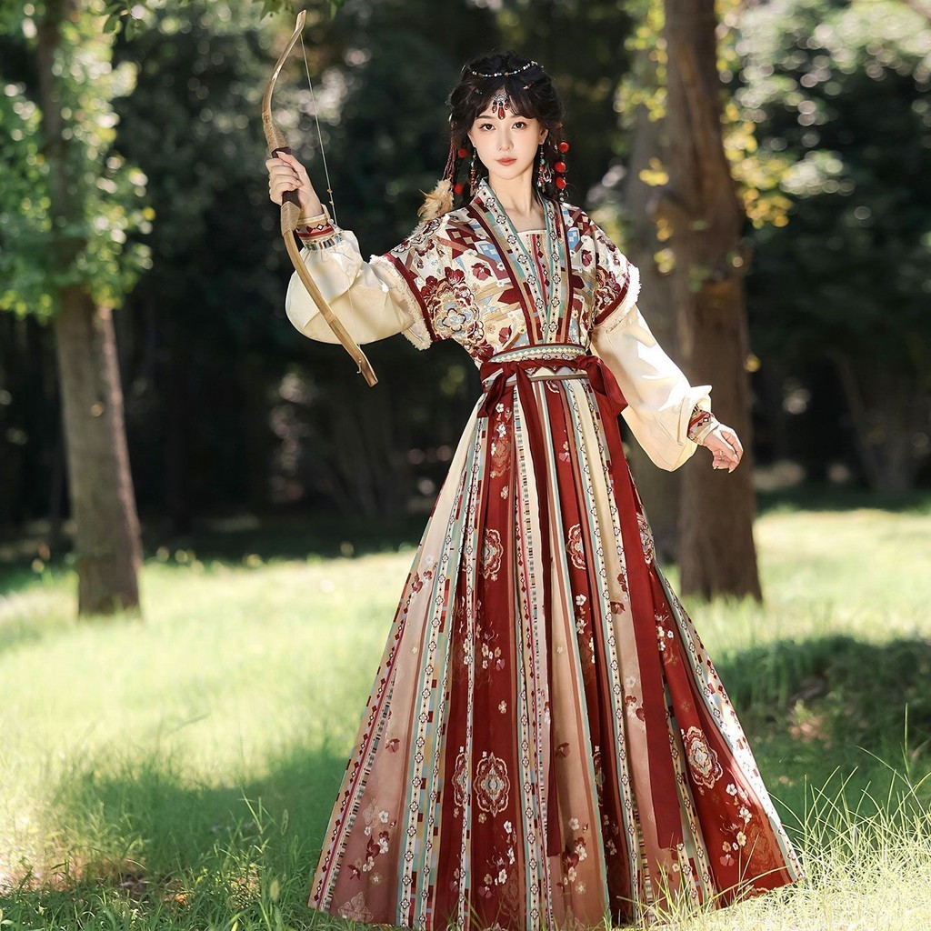 Hanshi Hanshiang Tang Made Hanfu หญิงทราย Haiyao คู่เสื้อสเวตเตอร์ถัก Tang Yuzi เสื้อสวมหัวรอบคอเสื้อจีบกระโปรงฤดูใบไม้ผลิ