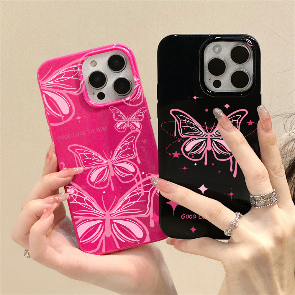 Y2K เคสโทรศัพท์ลายผีเสื้อสำหรับ iPhone 17, 16, 15, 14, 13, 12, 11 Air/SE/XS Max กันกระแทก