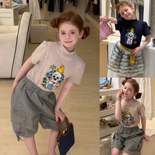 PRETTY BABY เสื้อยืดเด็ก เสื้อยืดแขนสั้น คอปีน ลายน้องหมา แฟ…