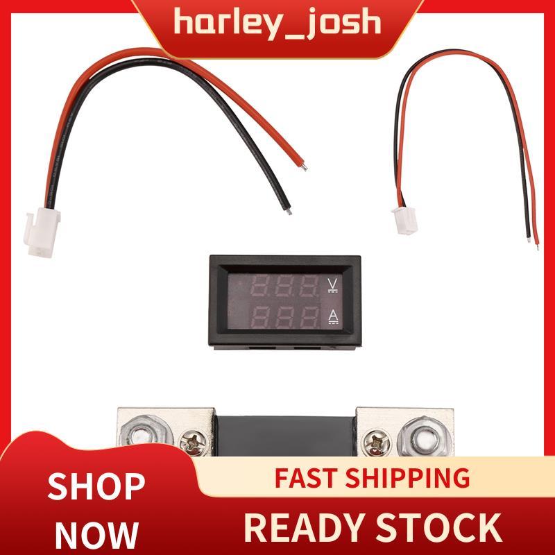 harley_josh Digital Voltage Current Meter แรงดันไฟฟ้าสูง LED DC Dual Display Meter 7V-100V 100A Mete