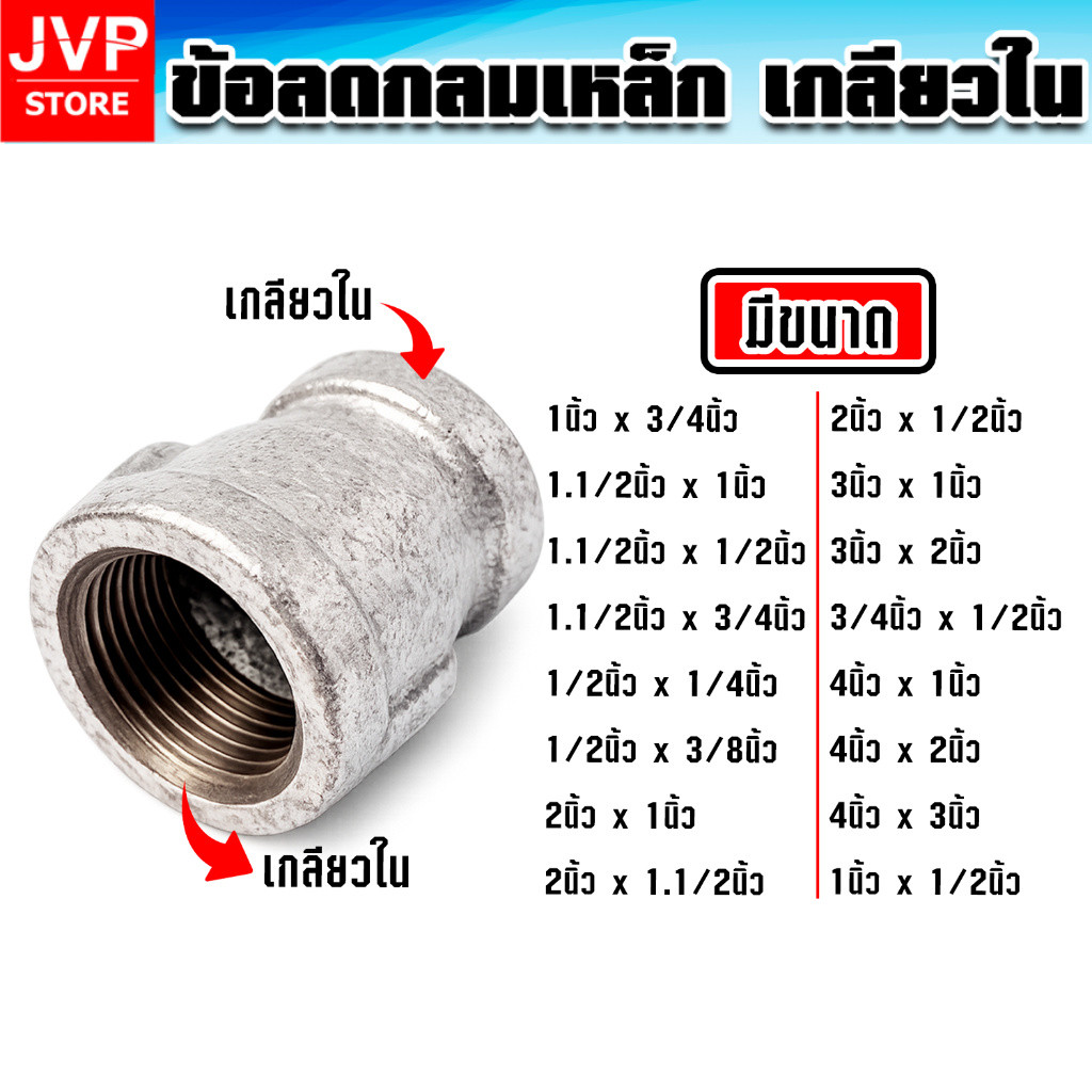 ข้อลดกลมเหล็ก เกลียวใน ข้อต่อท่อหลายขนาด แข็งแรง ทนแรงดัน ไม่รั่ว