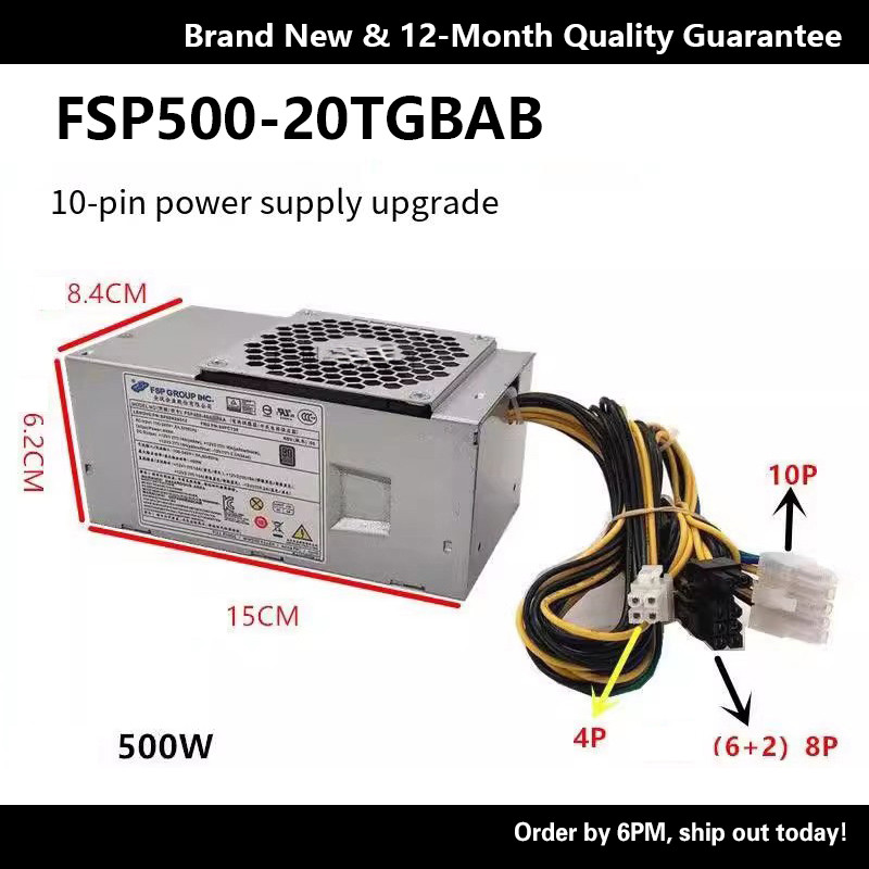 เหมาะสําหรับ Lenovo 10-Pin Power Supply 500W FSP500-20TGBAA FSP400-20TGBAA พร้อมกราฟิกการ์ด 8P