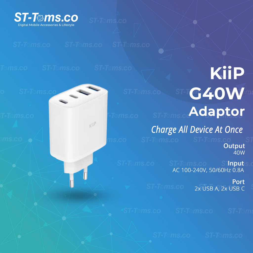 KiiP G40W / G 40W Charger Adaptor GaN 40W 4-Port PD Fast Charging 4 พอร์ต