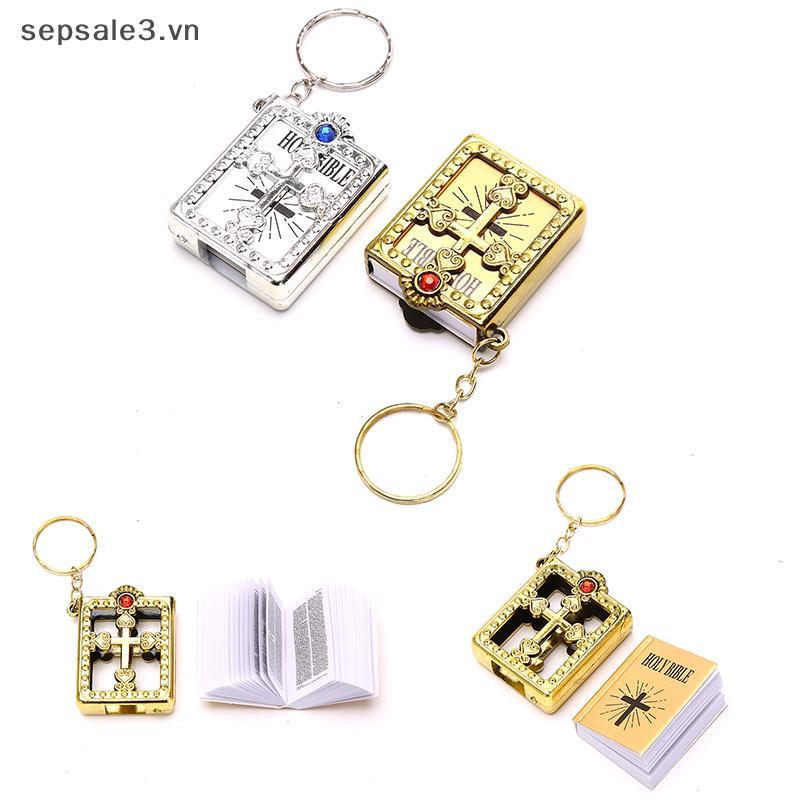 Sepsale Mini Bible Book พวงกุญแจเครื่องประดับ Deco Key จี้ Cross MINI Bible จี้