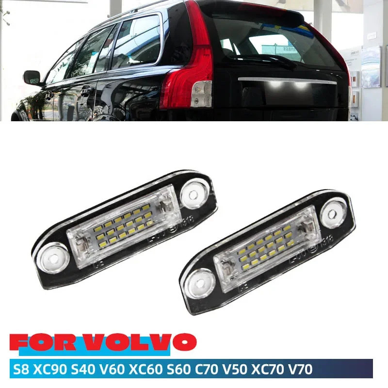 2 ชิ้นป้ายทะเบียนรถจํานวนไฟ LED Canbus ข้อผิดพลาดฟรีสําหรับ Volvo S80 XC90 S40 V60 XC60 S60 C70 V50 