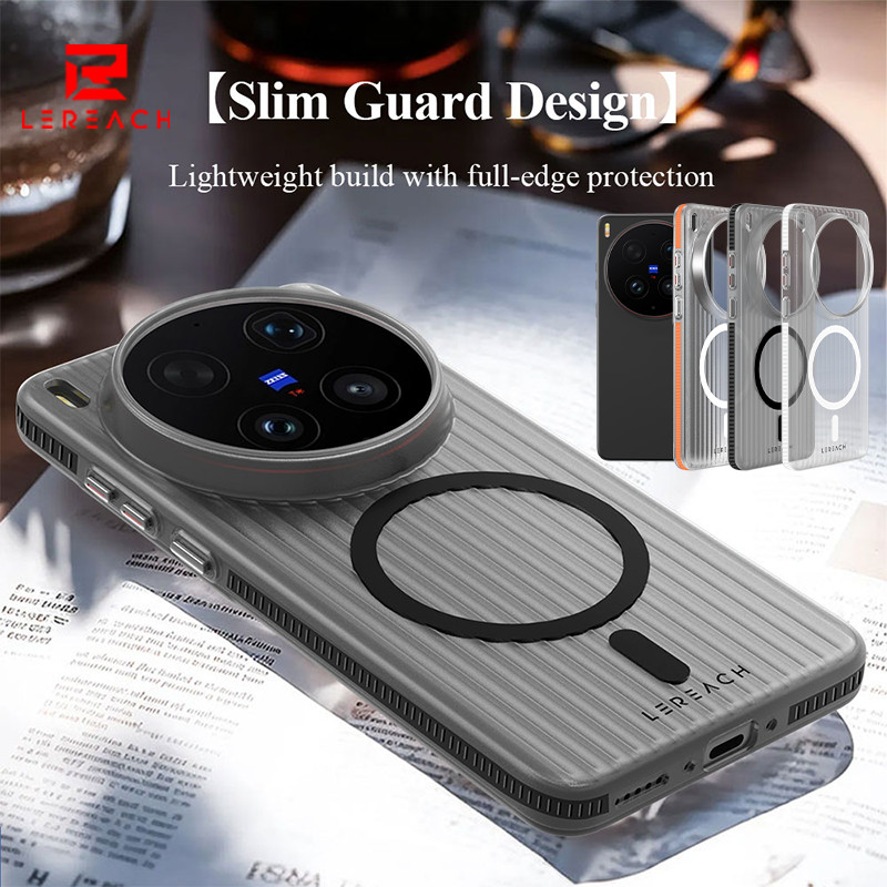 Lereach Magnetic Case สําหรับ vivo X300 Ultra X300 Pro Clear Case 360° กันกระแทกและกริปหยัก