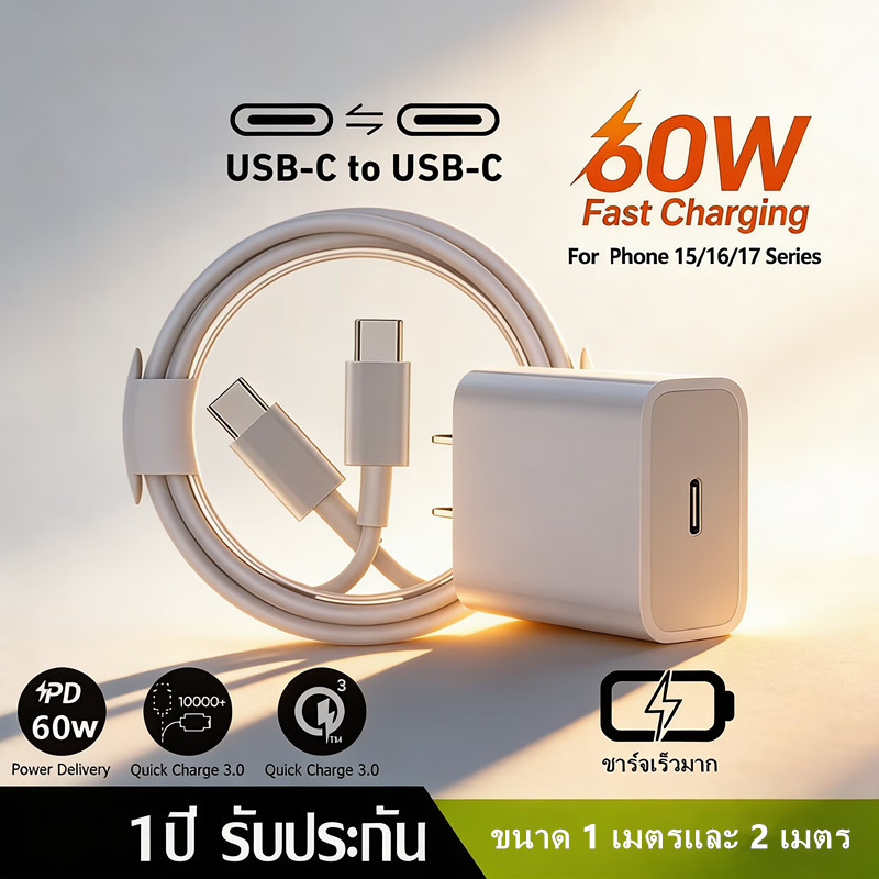 หัวชาร์จเร็วที่สุดPD20W30W35W + สายType C to Type C ยาว 1m/2m สำหรับ Pad Air4 Air5 Mini6 iP 15-17 Pr