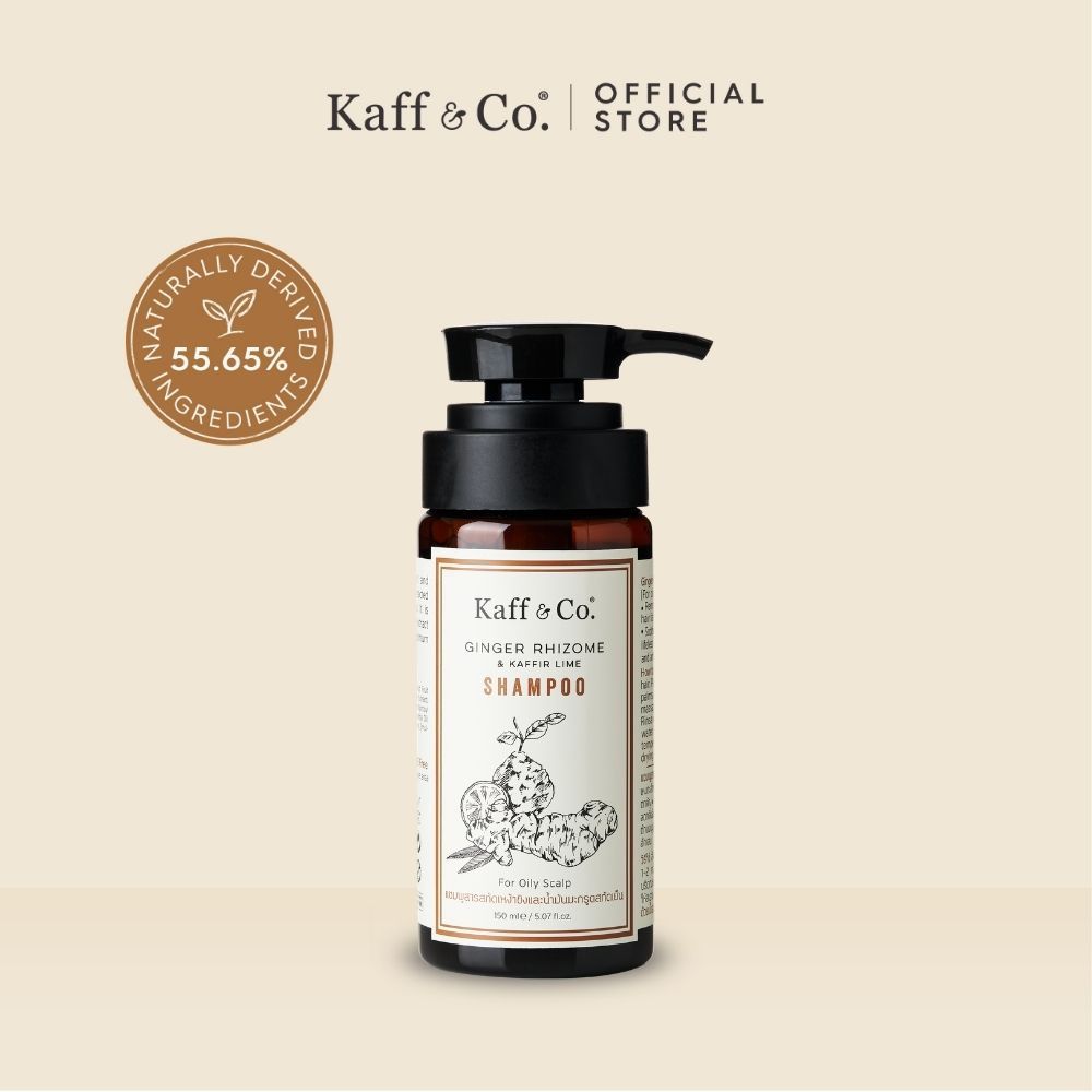 Kaff & Co. แชมพูสำหรับผมมัน ผมร่วง แชมพูสารสกัดเหง้าขิงและน้ำมันมะกรูดสกัดเย็น 150 ml
