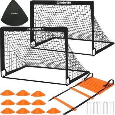 เป้าหมายฟุตบอลสำหรับเด็กเป้าหมายฟุตบอลแบบพกพาพับได้ Simple Square Goal Frames อุปกรณ์การฝึกอบรม Socc