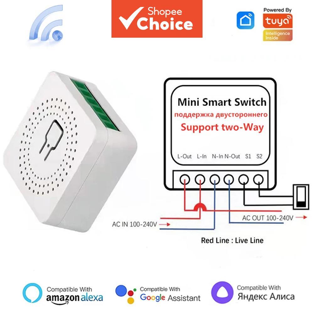 Mini 16A 2 Way WiFi DIY สวิทช์จับเวลารีเลย์ Tuya รีโมทคอนโทรลควบคุมเสียงอัตโนมัติสําหรับ Smart Life Alexa Google Home, Home Light ปรับเปลี่ยน Smart Breaker