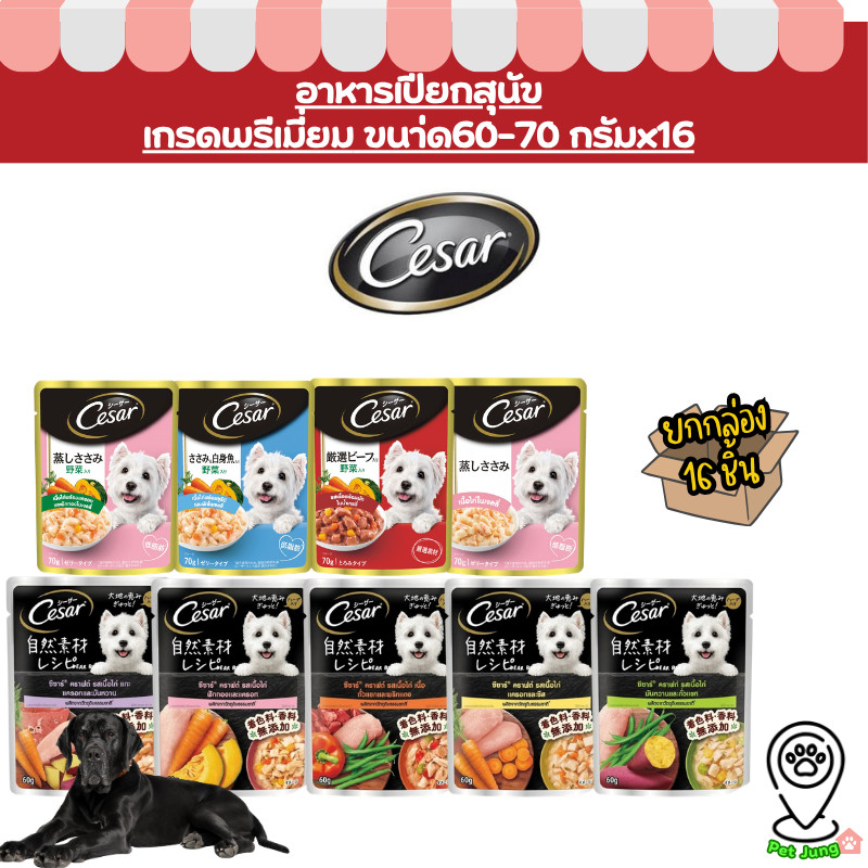 [ ยกกล่อง 16 ซอง ]Cesar/Cesar craft  อาหารเปียกสำหรับสุนัข  ขนาด 60-70 กรัม