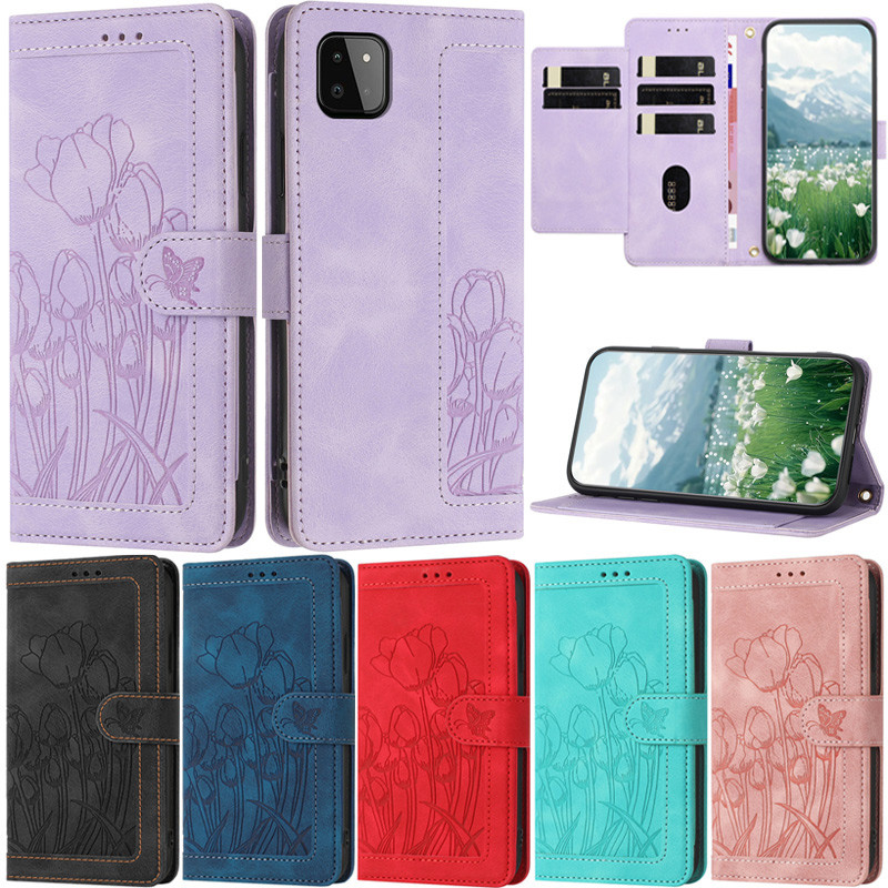 SAMSUNG หรูหราสําหรับSamsung Galaxy A34 A24 A25 5G A23 A22 5G A21s A15 A14 A13 A12 A51 A71 A50 A30s A50s A32 5Gดอกไม้กระเป๋าสตางค์หนังช่องใส่การ์ดฝาครอบกรณี