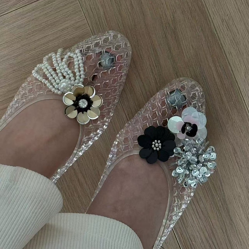 รองเท้าเจลลี่ชี้หัว พีวีซีใส่ออกกำลังกายกลางแจ้ง รองเท้าพักผ่อนและเต้นรำ