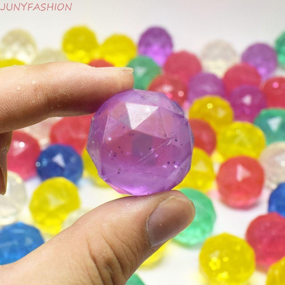 JUNYFASHION 6 ชิ้น Bouncy Ball, Bouncy toy Clear Rubber Bouncy Ball, Creative Rainbow Color Random L