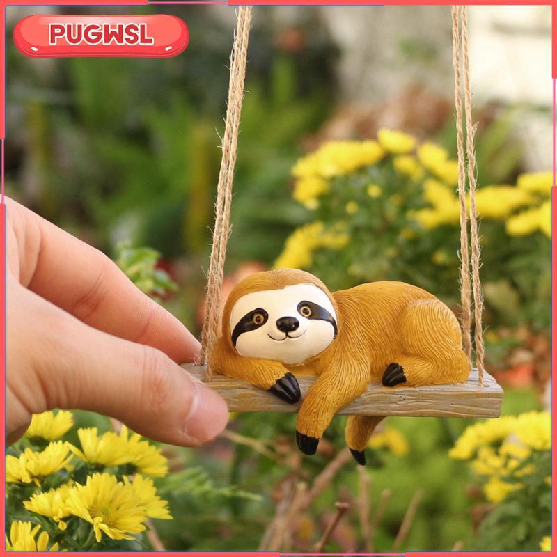 [pugwsl] Slothประติมากรรมตกแต่งทําด้วยมือน่ารักเรซิ่น Slothแขวนประติมากรรมสําหรับสนามหญ้าสํานักงานต้