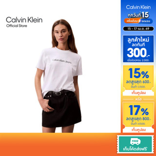 CALVIN KLEIN เสื้อยืดคอกลมแขนสั้นผู้หญิง Standard Logo ทรง S…