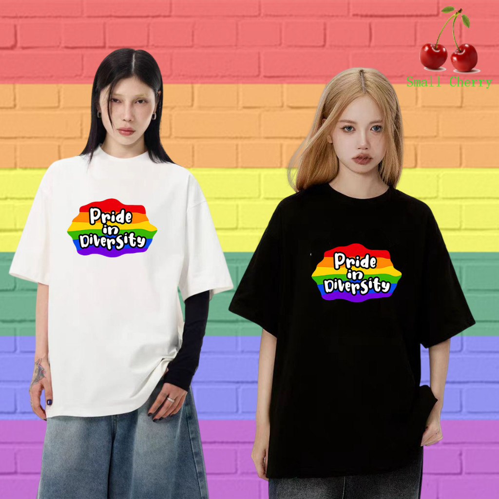 🔥เสื้อเฮีย🔥Pride Month Gay Lesbian Rainbow เสื้อยืด #012 Pride Month Rainbow ลายพิมพ์เสื้อคอกลมแบบแฟ