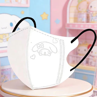 SANRIO หน้ากากเด็ก 3ง แบบใช้แล้วทิ้งป้องกัน 3 มิติสําหรับอายุ 4-12 บรรจุแยกชิ้นสีขาว ซานริโอ ตราประทับเหล็กหน้ากากเด็กหน้ากากระบายอากาศสําหรับเด็กชายแ