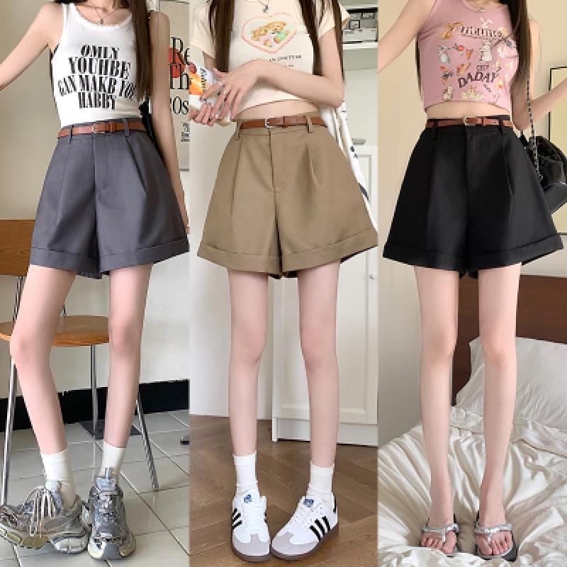 S-6XL กางเกงขาสั้นผู้หญิง 3 สี ทรงเอไลน์เอวสูง ทรงหลวม ขากว้าง พับปลายขาขึ้น ช่วยให้ดูผอมเพรียว