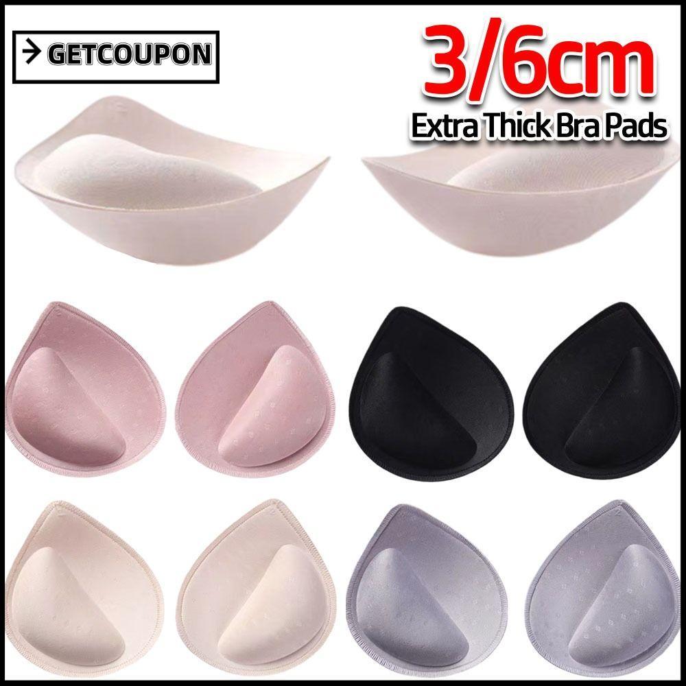 GETCOUPON Bra Padding, 3/6 ซม.หนาพิเศษ Removeable Bra Pads, Push Up Breast Enhancer แทรกถ้วยสําหรับชุดว่ายน้ําบิกินี่ Padding Intimates