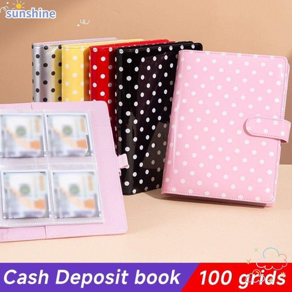 SSUNSHINE Photo Binder Book, อัลบั้มสะสมการ์ดหนัง PU 6 แหวน, Polka Dot 4 Pocket Card หน้า A5 Refilla
