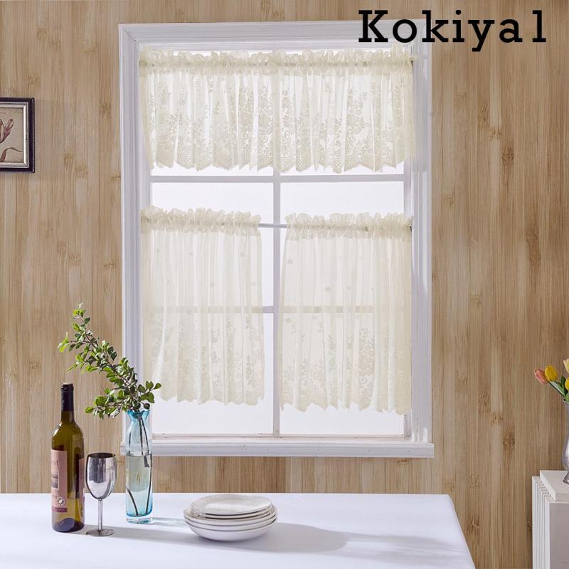 [Kokiya1] ปักลูกไม้หน้าต่างชั้นห้องครัว Cafe Voile ผ้าม่านสั้น 74x61 ซม.ครีม